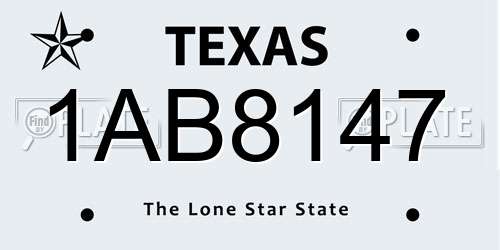 1AB8147 Texas License Plate