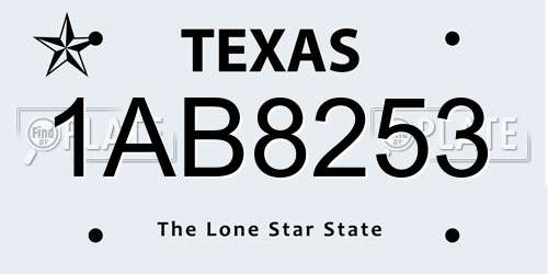 1AB8253 Texas License Plate