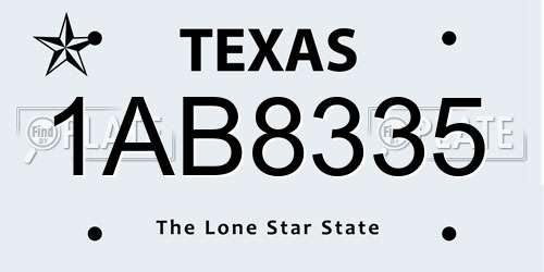 1AB8335 Texas License Plate