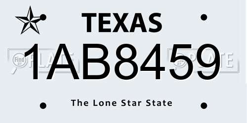 1AB8459 Texas License Plate