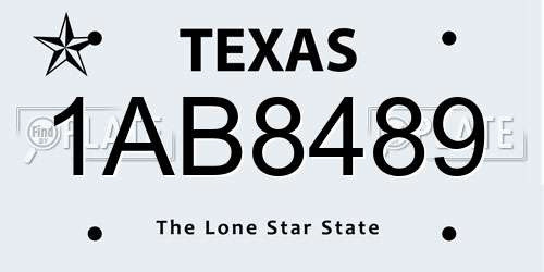 1AB8489 Texas License Plate