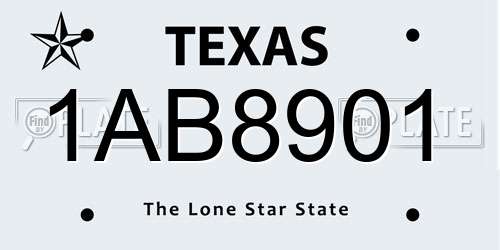1AB8901 Texas License Plate