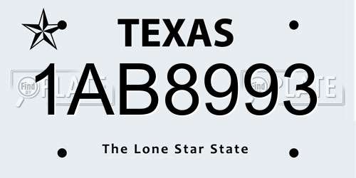 1AB8993 Texas License Plate