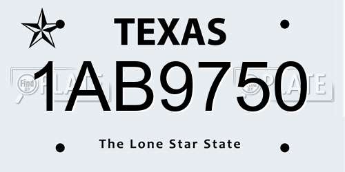 1AB9750 Texas License Plate