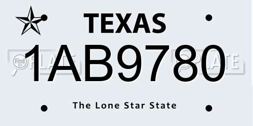 1AB9780 Texas License Plate