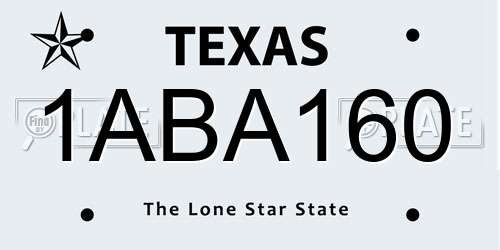 1ABA160 Texas License Plate