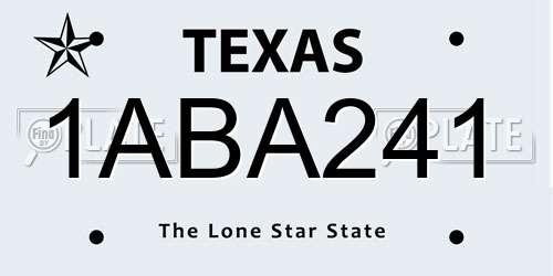 1ABA241 Texas License Plate