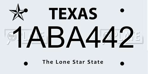 1ABA442 Texas License Plate