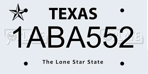 1ABA552 Texas License Plate