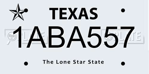 1ABA557 Texas License Plate