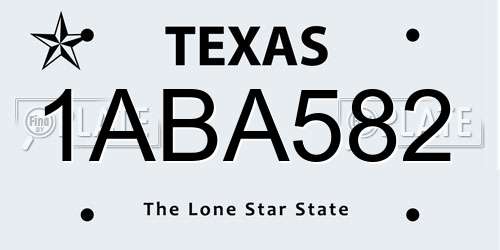 1ABA582 Texas License Plate