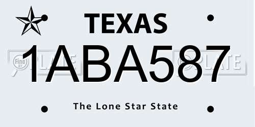 1ABA587 Texas License Plate