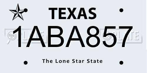 1ABA857 Texas License Plate