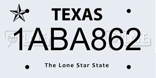 1ABA862 Texas License Plate