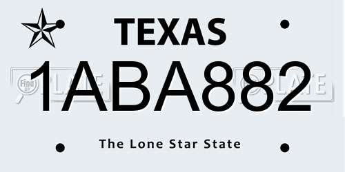 1ABA882 Texas License Plate