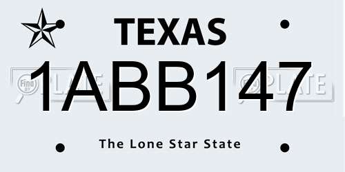 1ABB147 Texas License Plate