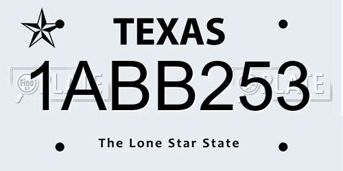 1ABB253 Texas License Plate