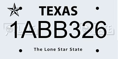 1ABB326 Texas License Plate