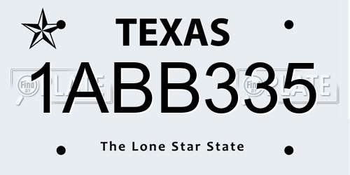 1ABB335 Texas License Plate