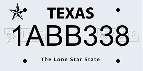 1ABB338 Texas License Plate