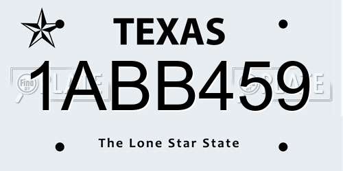 1ABB459 Texas License Plate