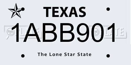 1ABB901 Texas License Plate