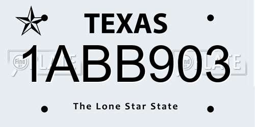 1ABB903 Texas License Plate
