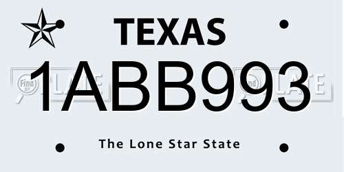 1ABB993 Texas License Plate
