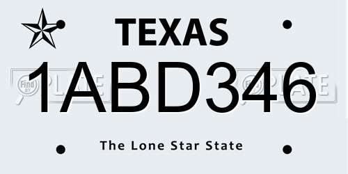 1ABD346 Texas License Plate