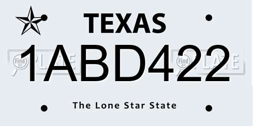 1ABD422 Texas License Plate