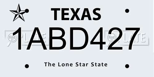1ABD427 Texas License Plate