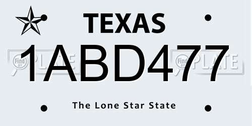 1ABD477 Texas License Plate