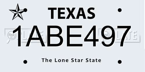 1ABE497 Texas License Plate