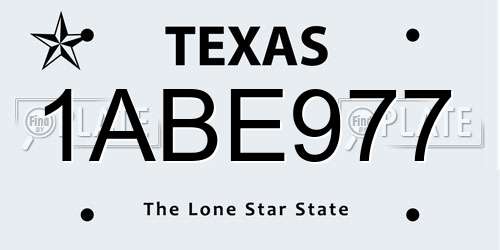 1ABE977 Texas License Plate