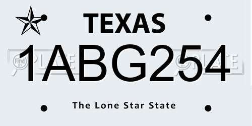 1ABG254 Texas License Plate