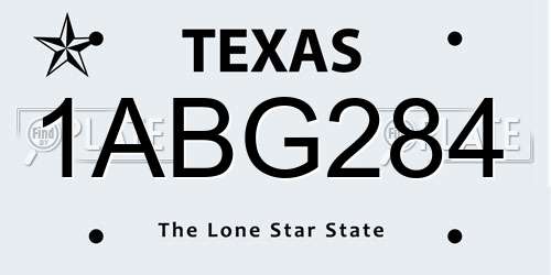 1ABG284 Texas License Plate