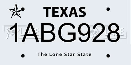 1ABG928 Texas License Plate