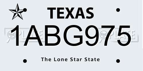 1ABG975 Texas License Plate