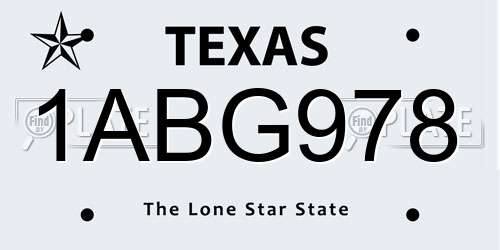 1ABG978 Texas License Plate