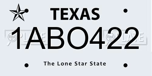 1ABO422 Texas License Plate