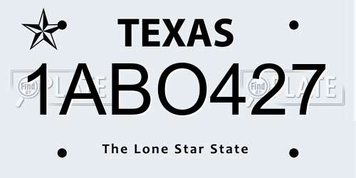 1ABO427 Texas License Plate