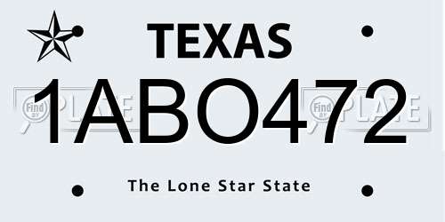 1ABO472 Texas License Plate