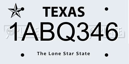1ABQ346 Texas License Plate