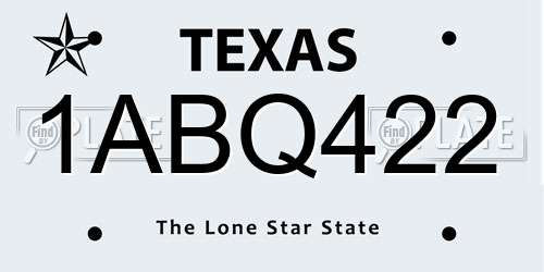 1ABQ422 Texas License Plate
