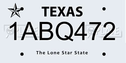 1ABQ472 Texas License Plate