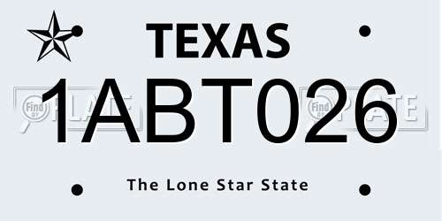 1ABT026 Texas License Plate