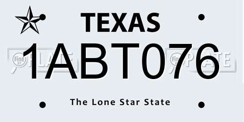 1ABT076 Texas License Plate