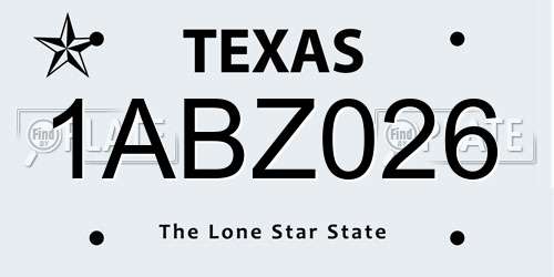 1ABZ026 Texas License Plate