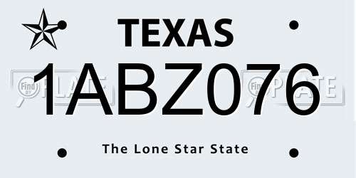 1ABZ076 Texas License Plate