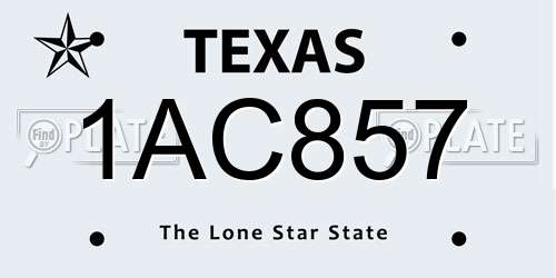 1AC857 Texas License Plate